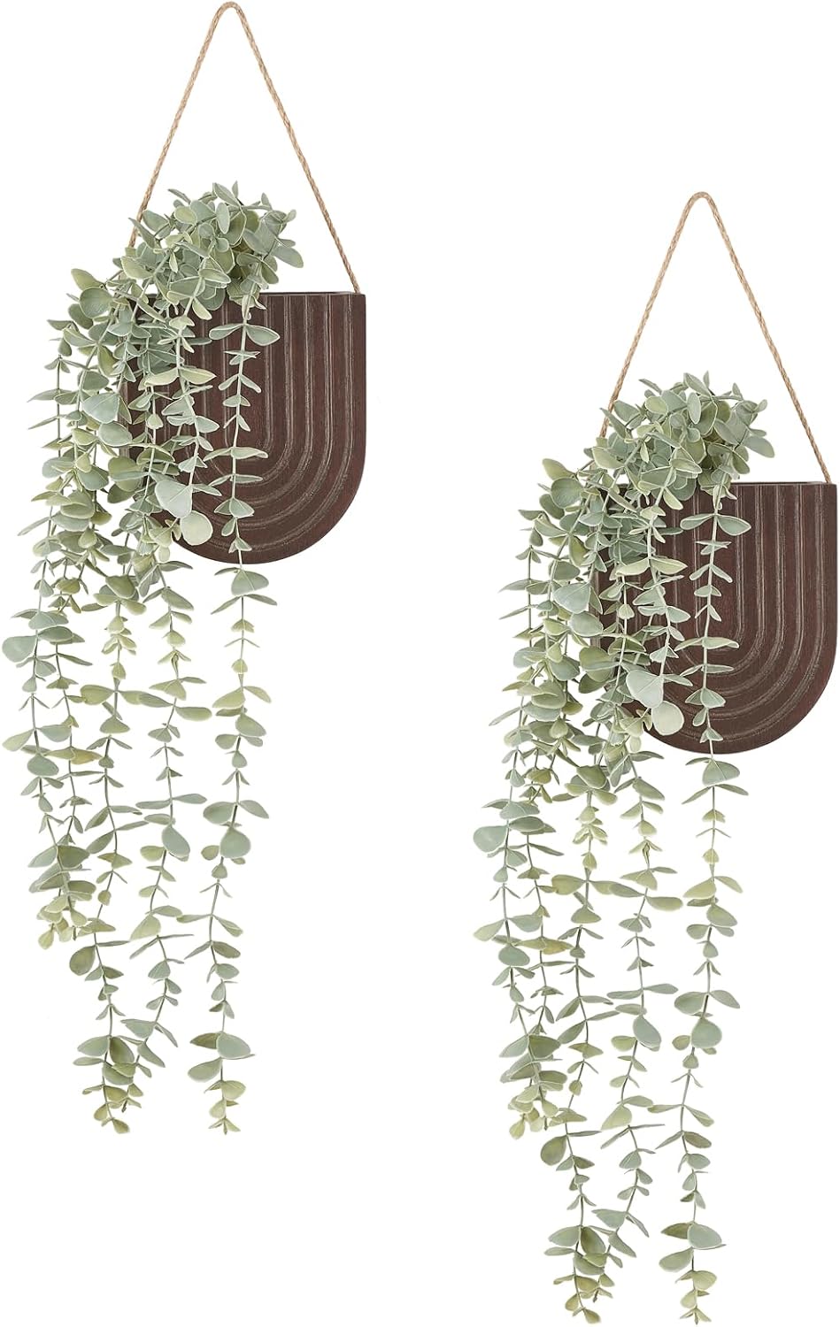 Dahey 2 Pack Wall Planter Vase with Hanging Fake Plants for Bathroom Decor