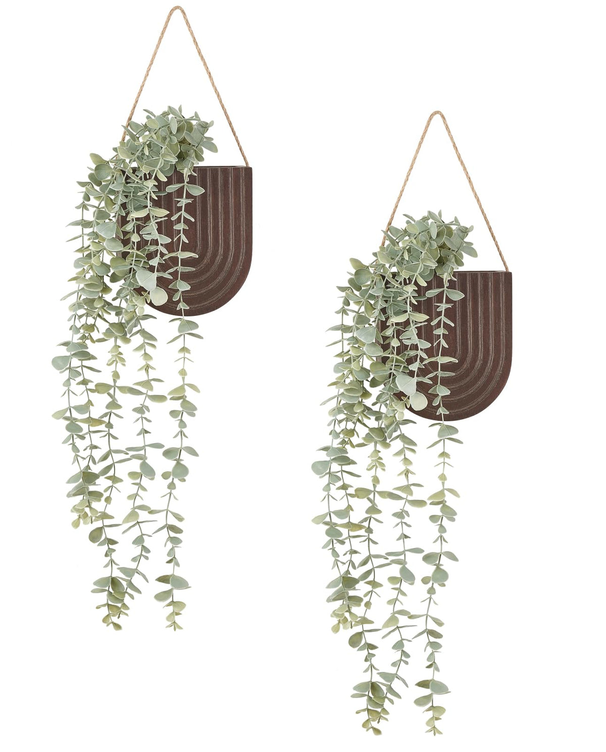 Dahey 2 Pack Wall Planter Vase with Hanging Fake Plants for Bathroom Decor