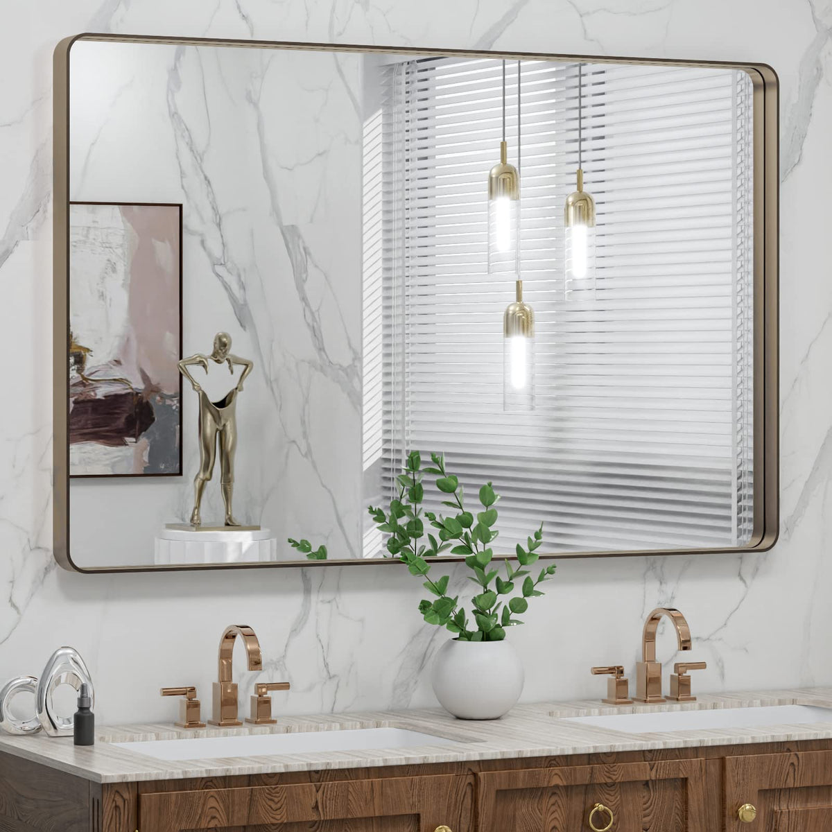 LOAAO 22X30 Inch Black Bathroom Mirror Metal Framed