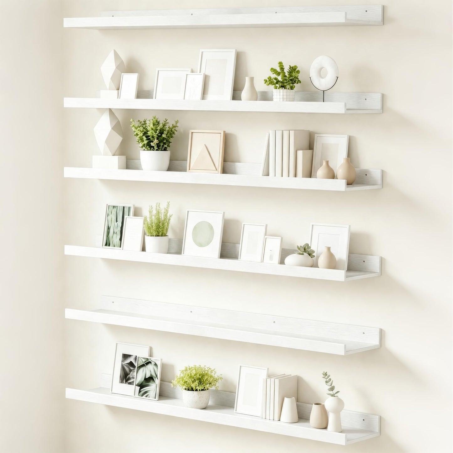 upsimples Floating Shelves for Wall Decor and Storage, Brown, 6Pcs 15.7''