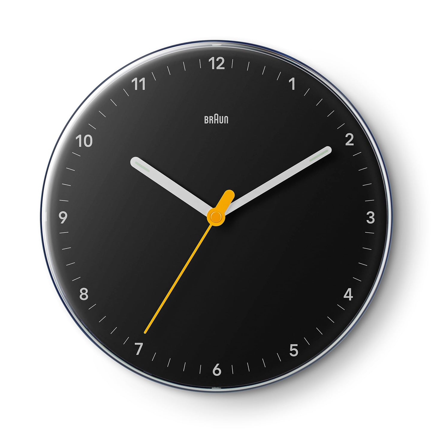 Braun Classic Analogue Wall Clock with Silent Sweeping Quartz Movement, Easy to Read, 23cm Diameter in White, Model BC26W.