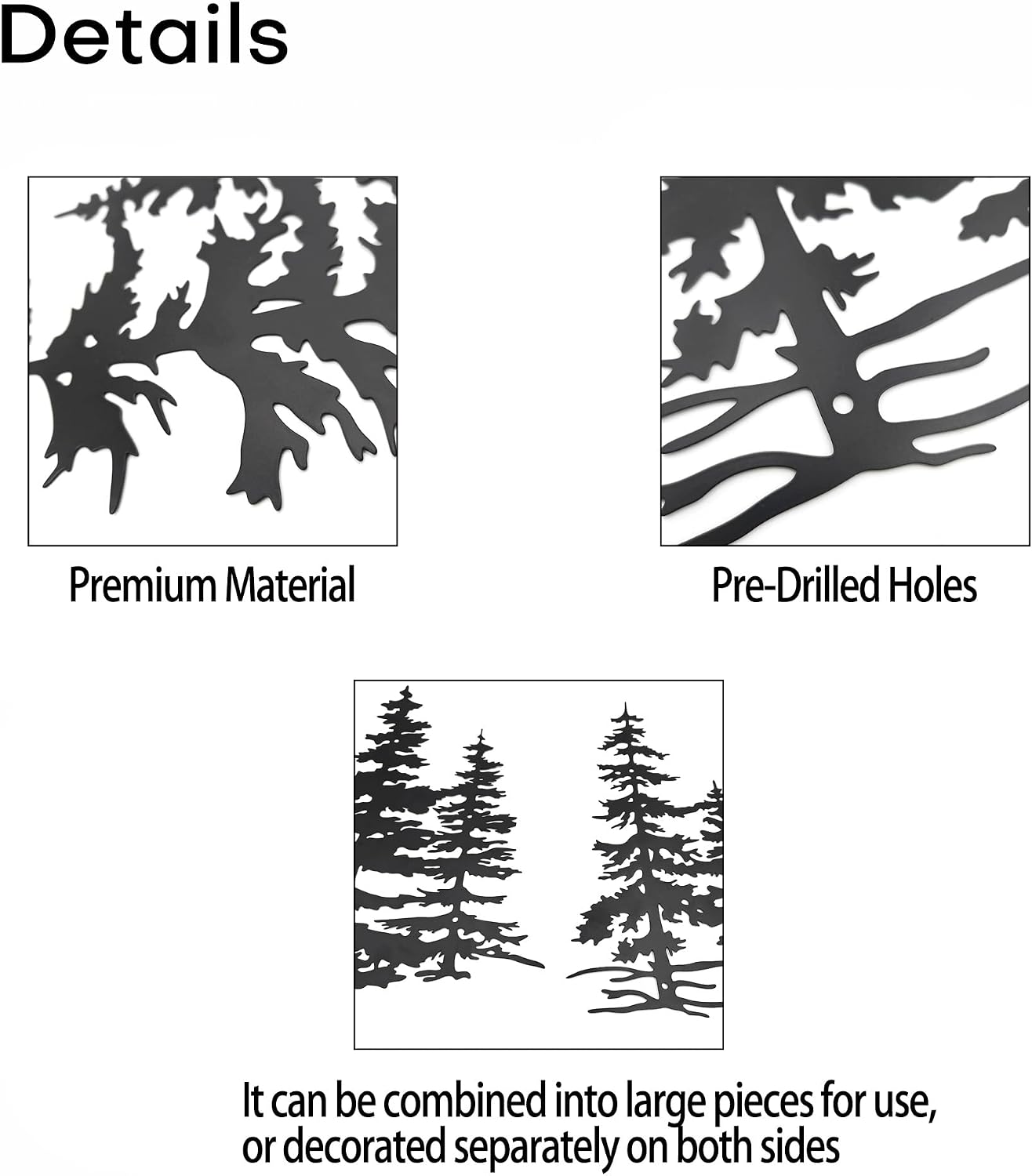 Metal Pine Tree Wall Art Forest Decor