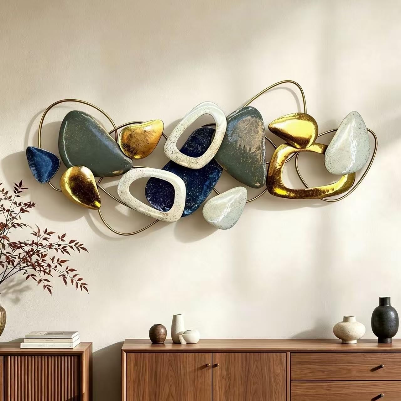 Roivikis Large Metal Wall Art Decor, 3D Abstract Lotus Leaves Wall Handcrafted Modern Decoration for Indoor Outdoor for Living Room, Bedroom, Entryway 52" x 24"