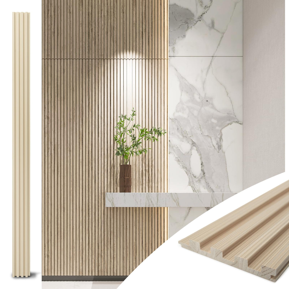 Art3d 108 x 5.7 Inch Slat Solid Wood Wall Paneling for Interior Decor, Oak