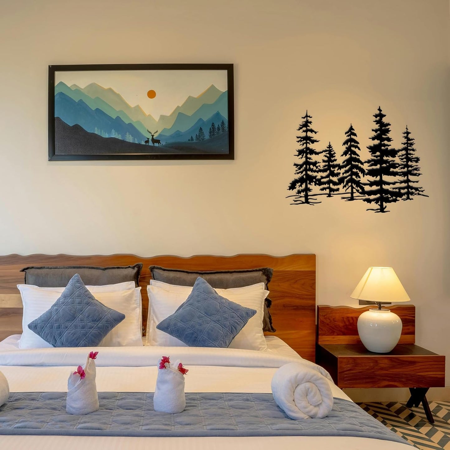 Metal Pine Tree Wall Art Forest Decor