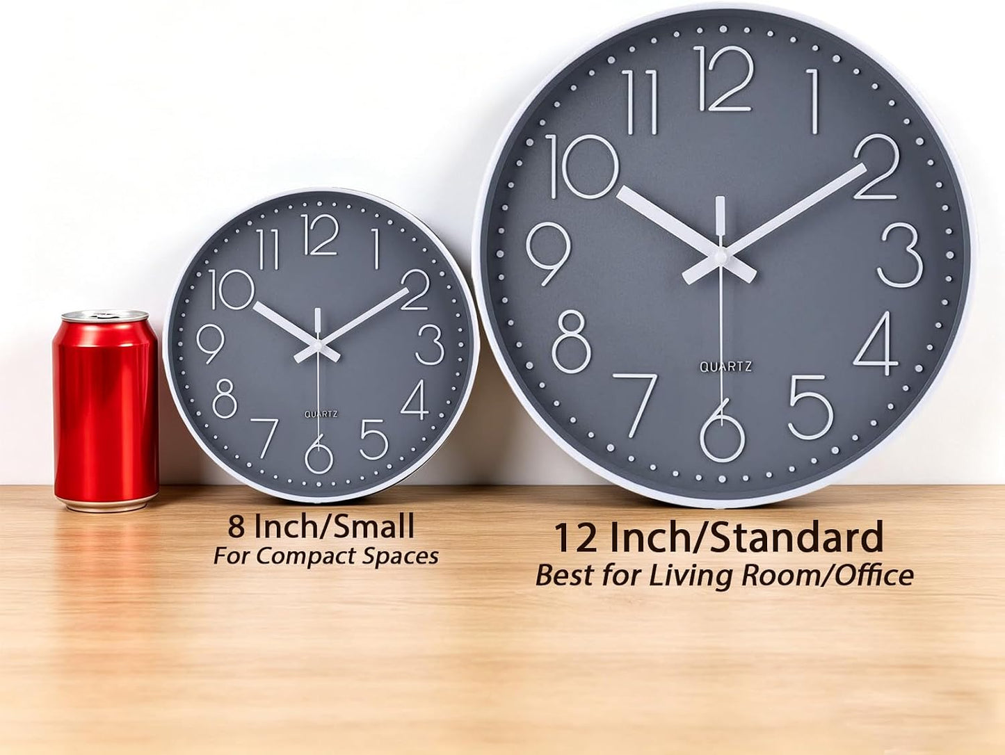 jomparis Wall Clock 12 Inch Non-Ticking Silent Battery Operated Round Wall Clock Modern Elegant Simple Style Clock for Home Office Kitchen Bedroom Living Room