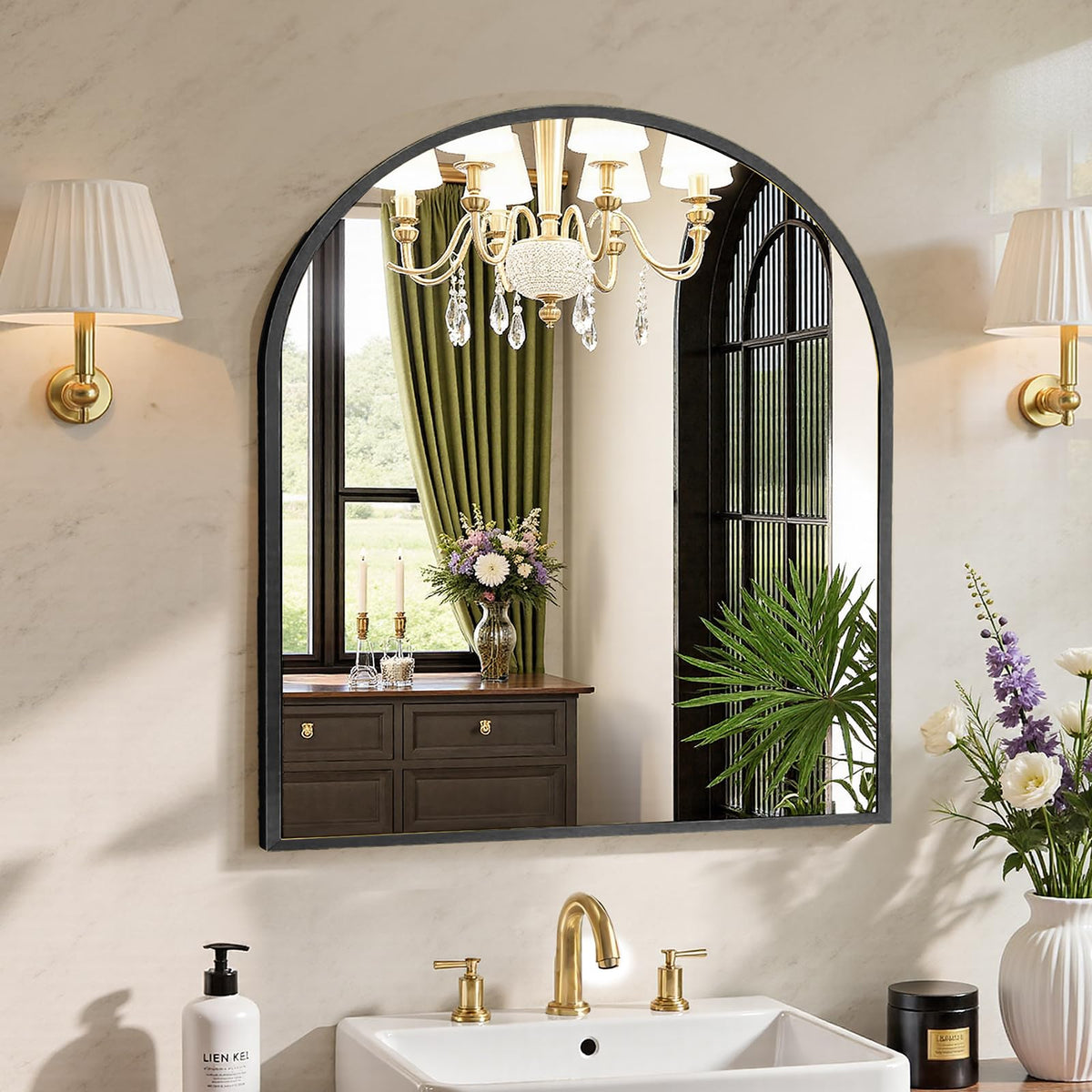 Sweetcrispy 20"x30" Arched Gold Bathroom Mirrors for Wall