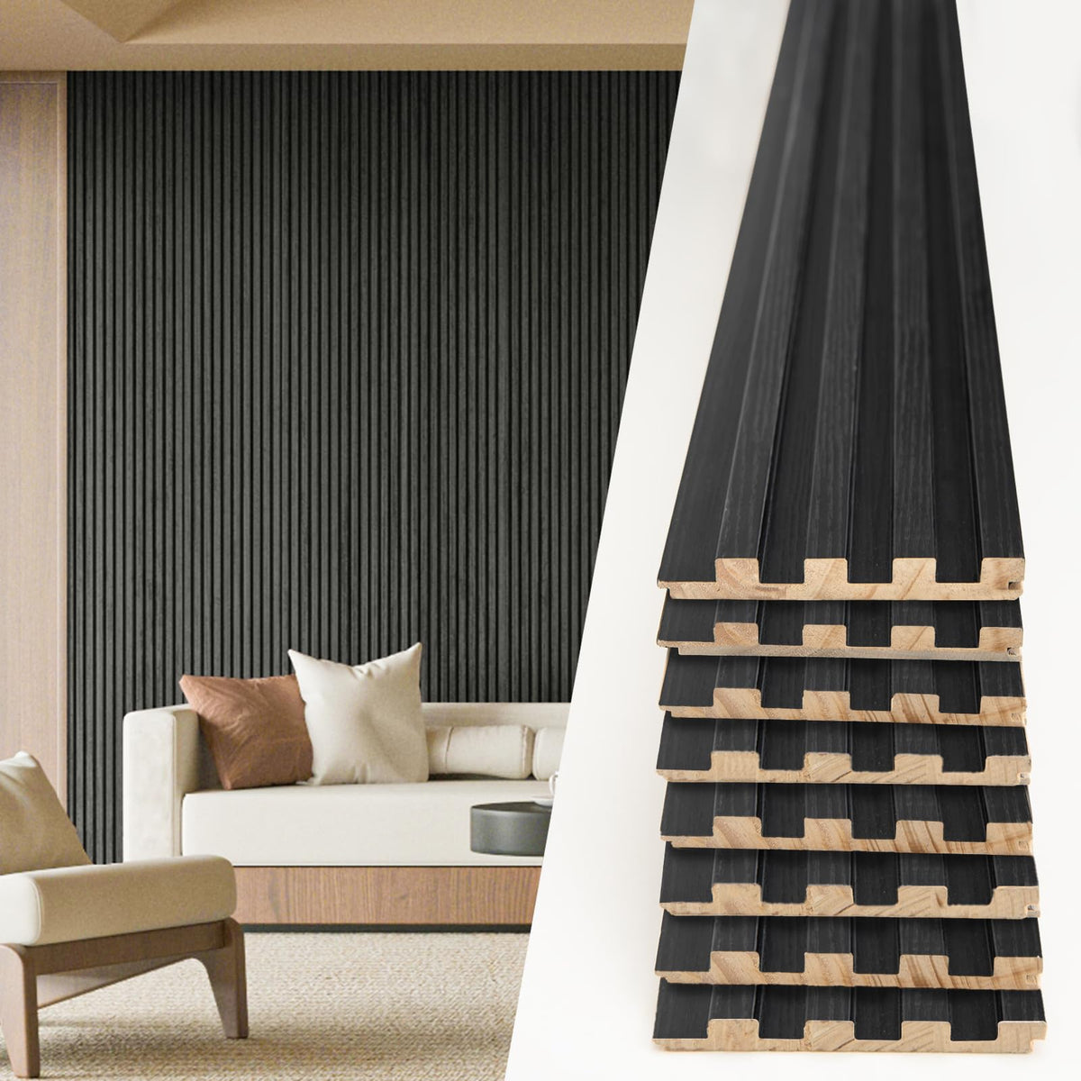 Art3d 108 x 5.7 Inch Slat Solid Wood Wall Paneling for Interior Decor, Oak