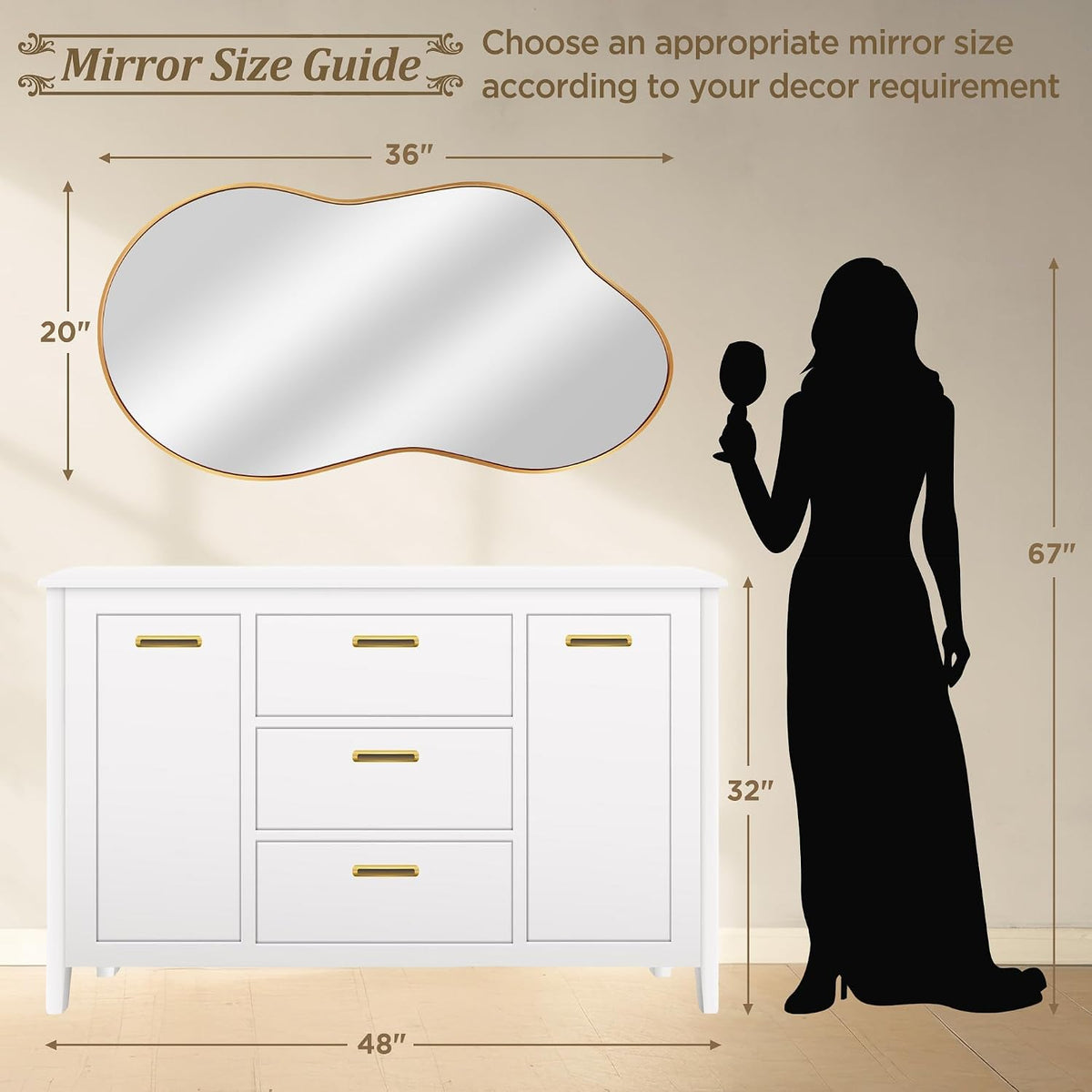 Bathroom Mirror for Over Sink-Gold Home Decor Wall Mirror 20"x 36" Single