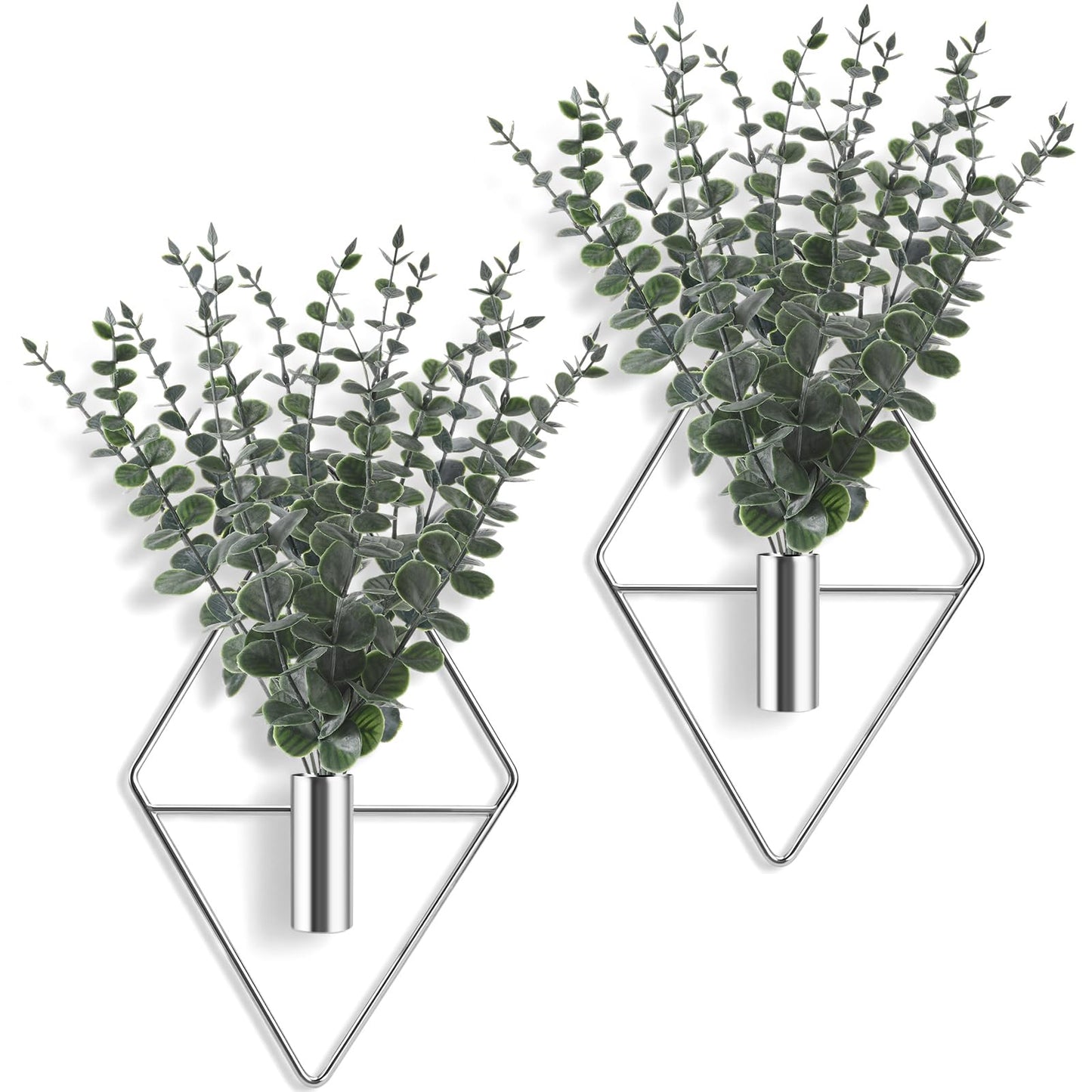 Jexine 4 Pcs Hanging Artificial Planters Wall Decor, Black, Eucalyptus