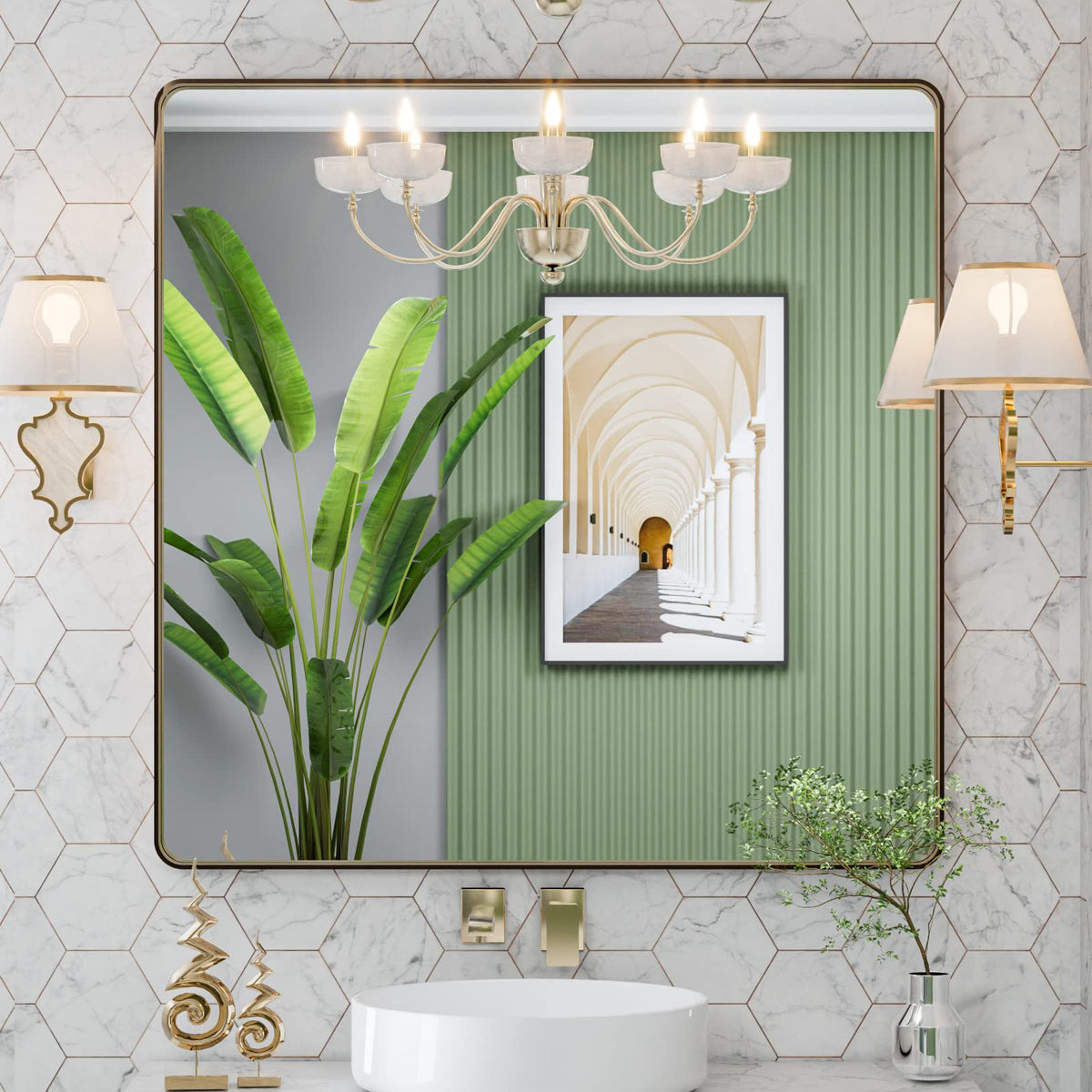 LOAAO 22X30 Inch Black Bathroom Mirror Metal Framed