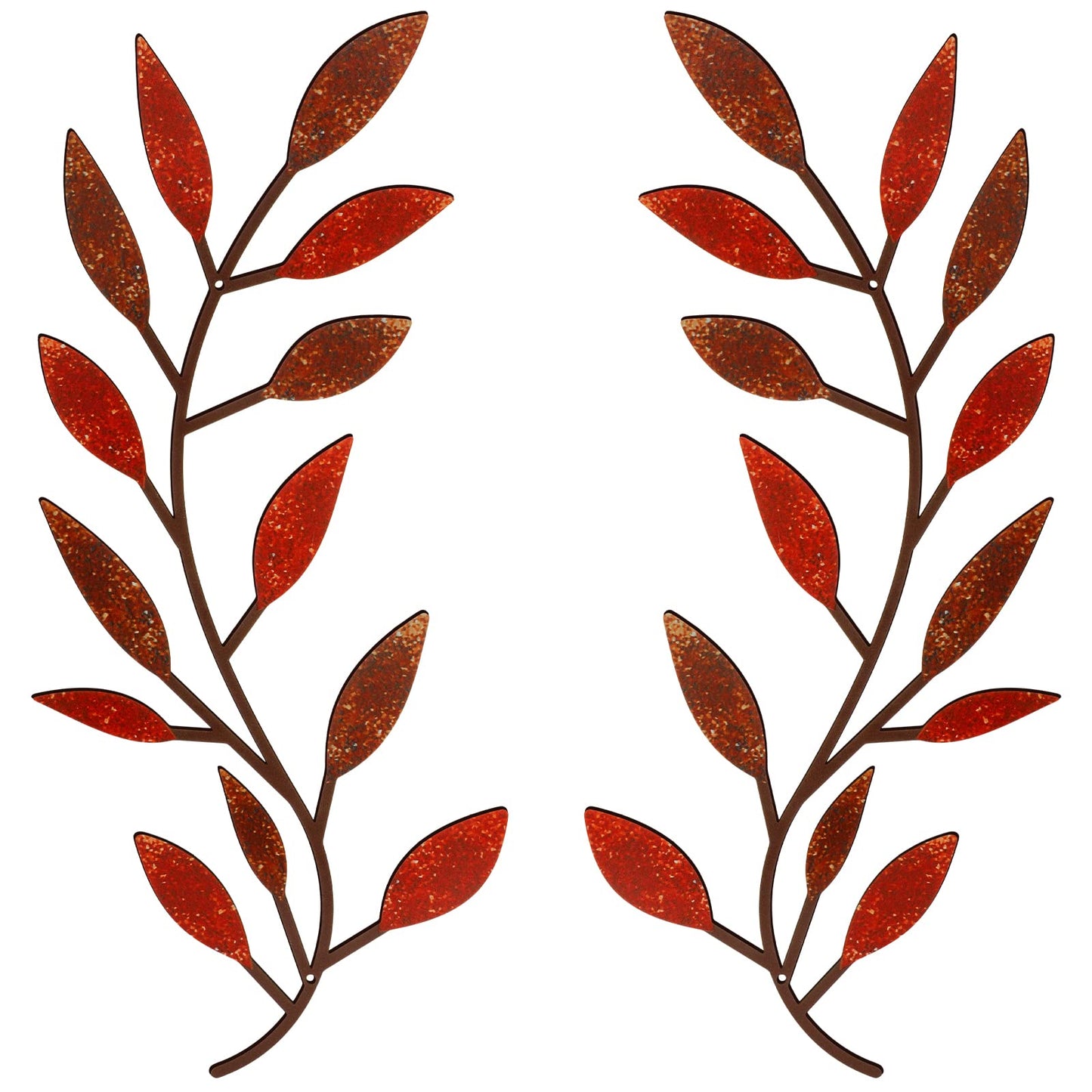 Zhengmy 2 Pcs Metal Leaf Wall Art Vine Branch Decor,Bright Colors