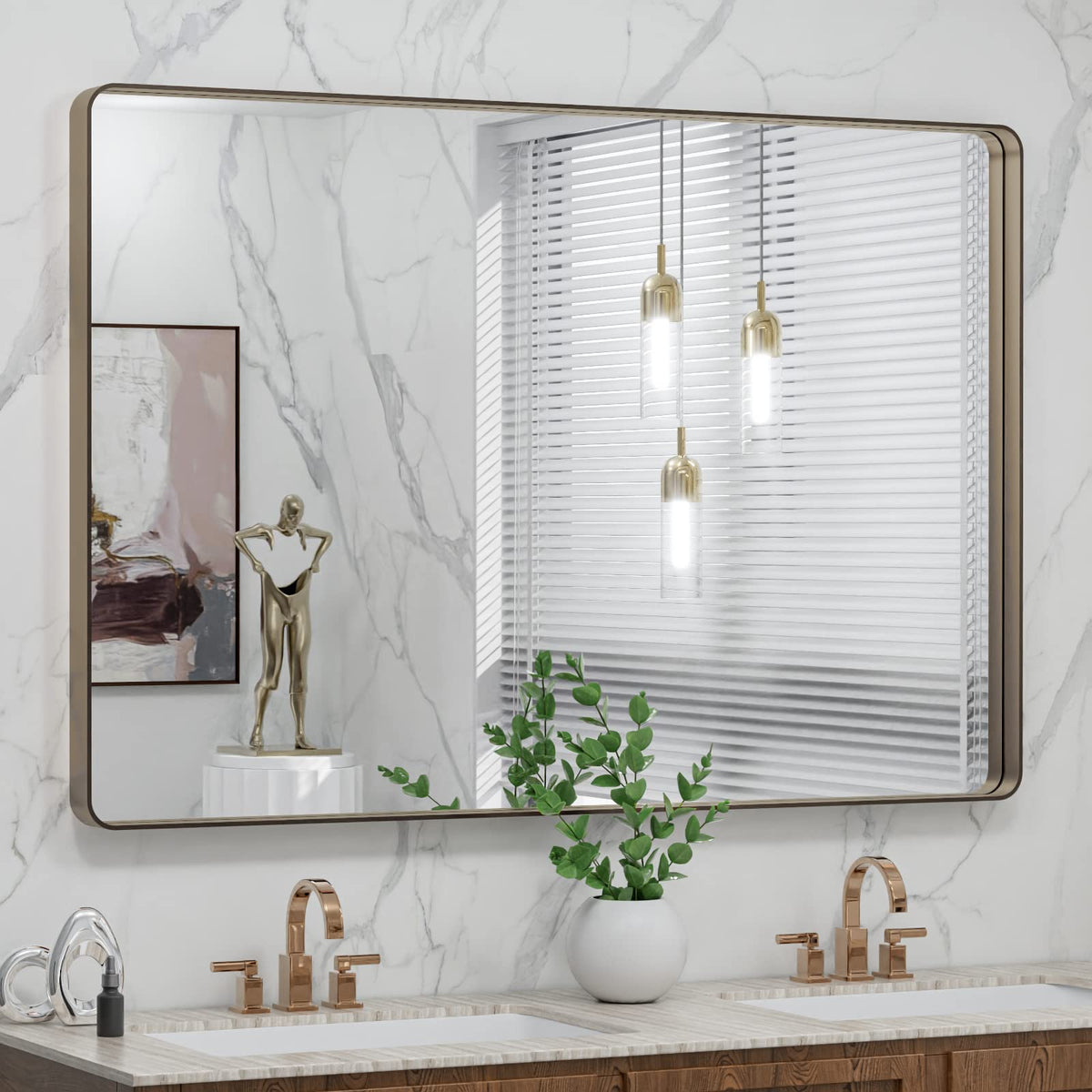 LOAAO 22X30 Inch Black Bathroom Mirror Metal Framed