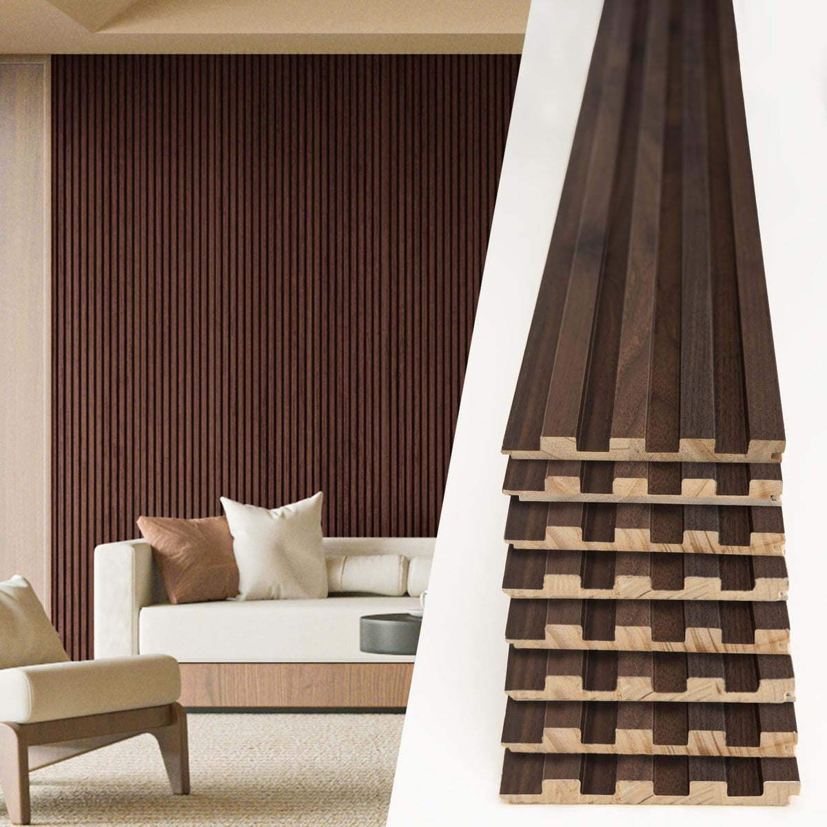 Art3d 108 x 5.7 Inch Slat Solid Wood Wall Paneling for Interior Decor, Oak