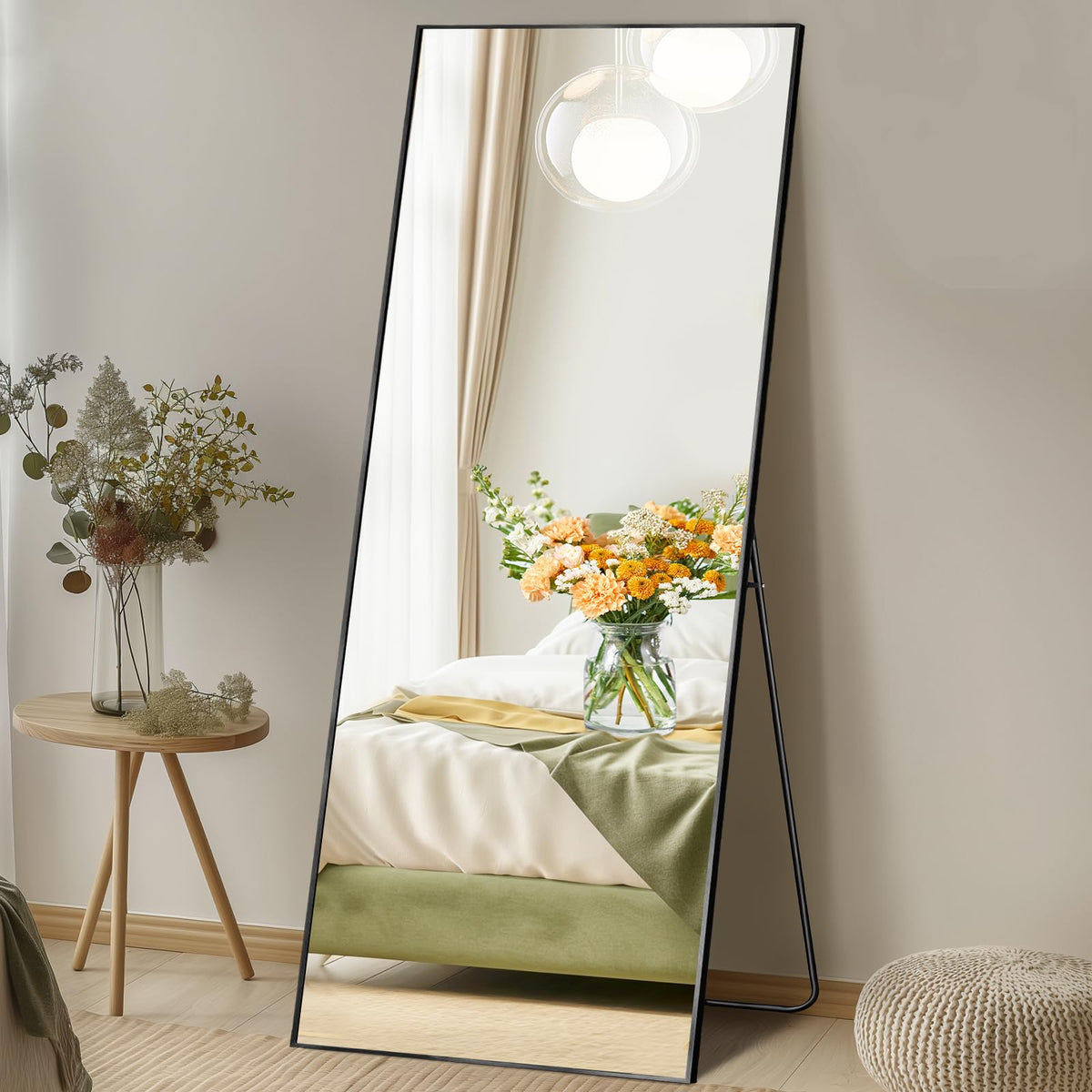 Mirror Full Length, Upgraded 16"x59" Body Wall Mirrors with Shatter-Proof Glass, Floor Standing, Hanging or Leaning, Tall Mirror with Stand Aluminum Alloy Frame for Bedroom Cloakroom