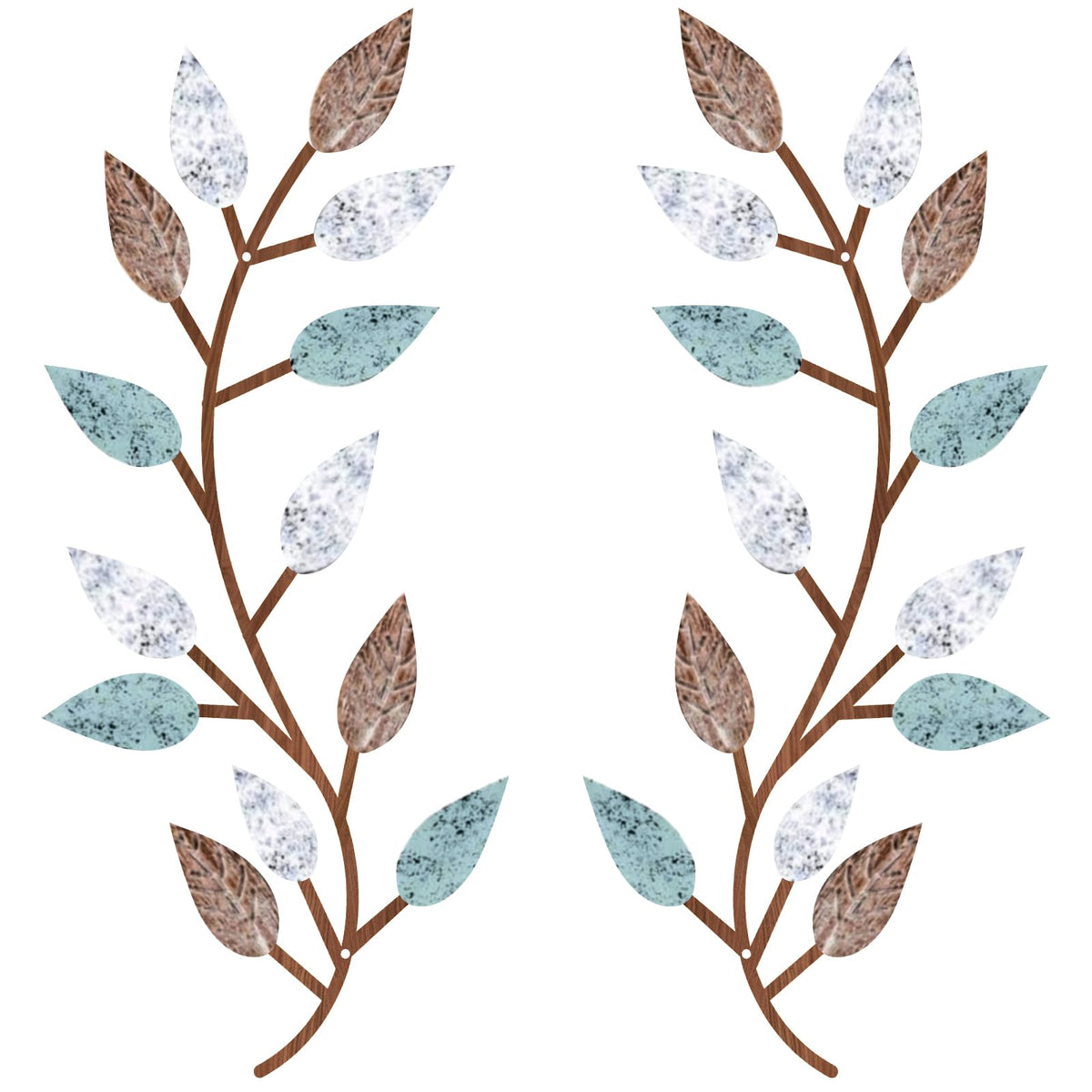 Zhengmy 2 Pcs Metal Leaf Wall Art Vine Branch Decor,Bright Colors