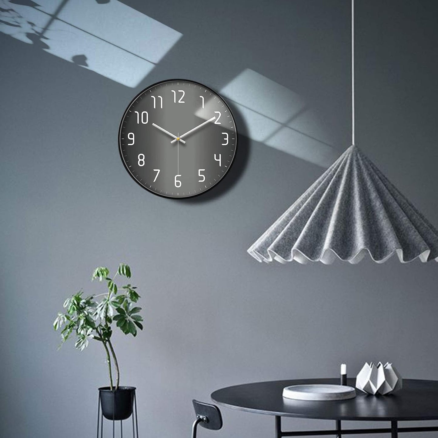 Silent Non-Ticking Analog Wall Clock, Gradient Black, 12''