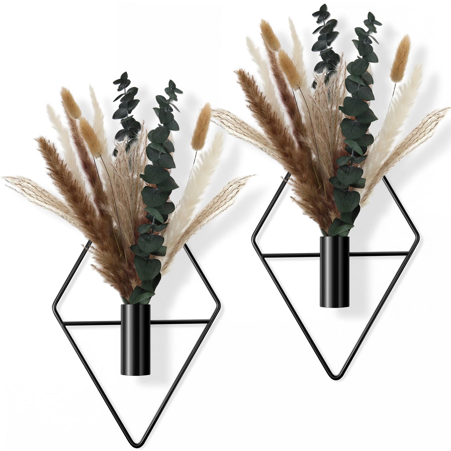 Jexine 4 Pcs Hanging Artificial Planters Wall Decor, Black, Eucalyptus