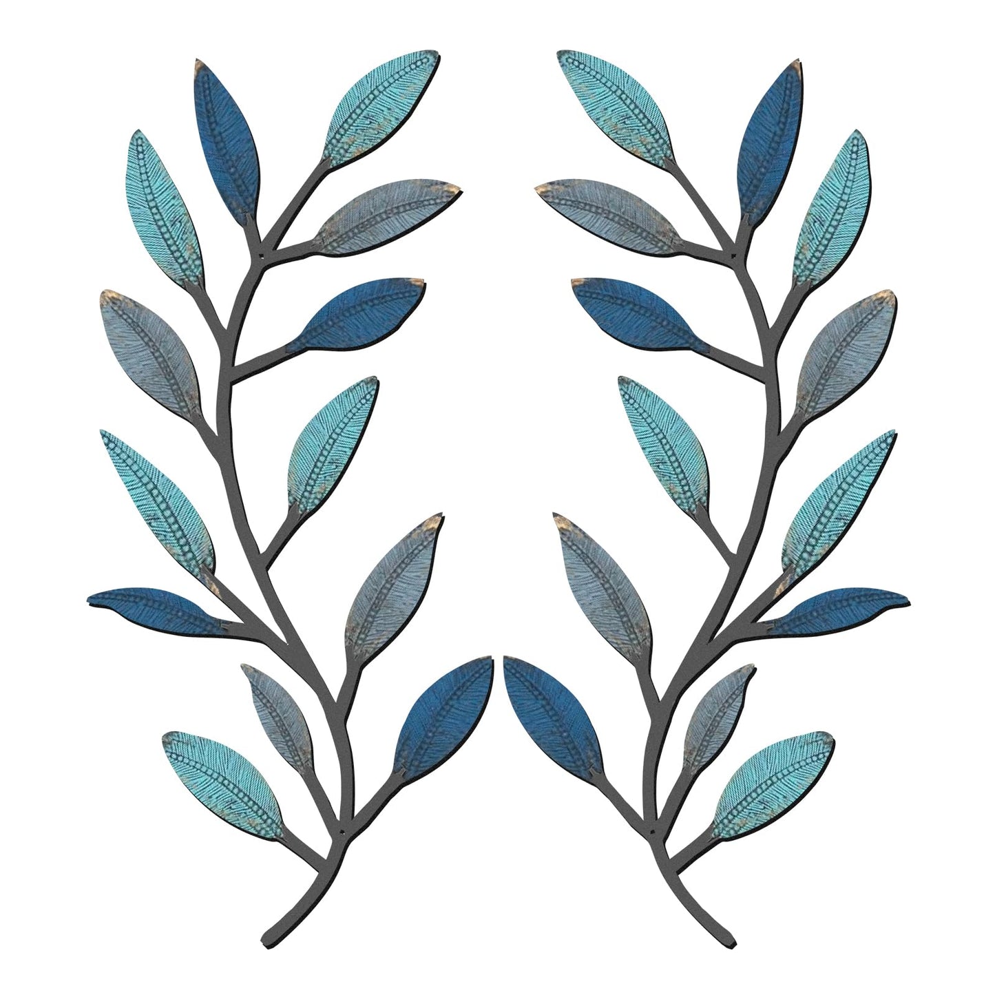 Zhengmy 2 Pcs Metal Leaf Wall Art Vine Branch Decor,Lively Colors