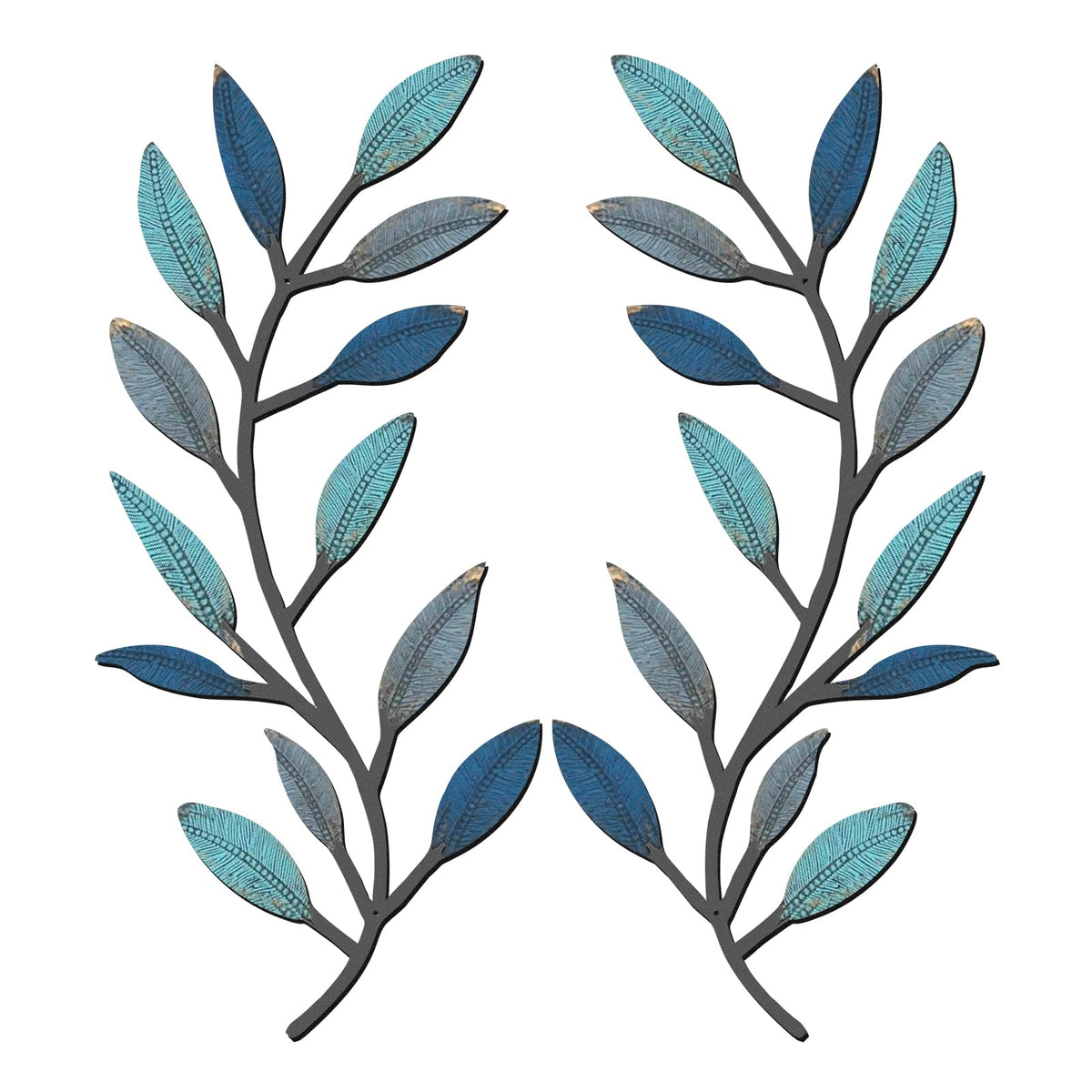 Zhengmy 2 Pcs Metal Leaf Wall Art Vine Branch Decor,Lively Colors