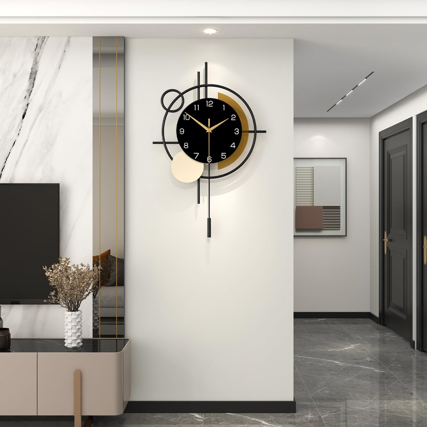 Wall Clock for Living Room Decor Modern Clock Pendulum Silent