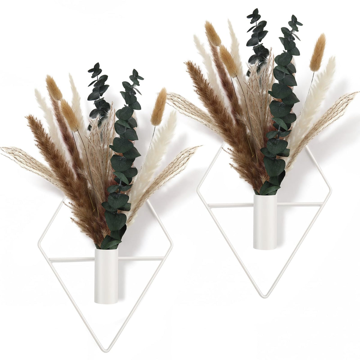 Jexine 4 Pcs Hanging Artificial Planters Wall Decor, Black, Eucalyptus