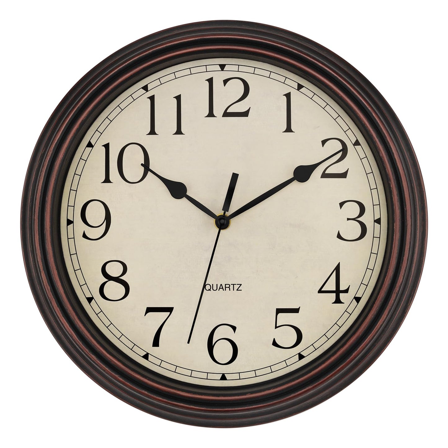 Foxtop Retro Silent Non-Ticking Round Classic Clock Quartz Decorative Battery Operated Wall Clock for Living Room Kitchen Home Office 12 Inch (Bronze)