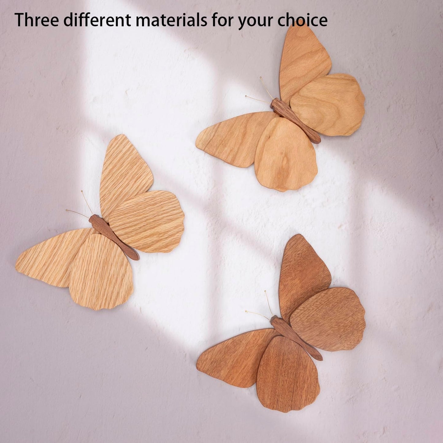 Telinego 2 Pack Handmade Wooden Butterfly Wall Art Sculpture Hanging Decor