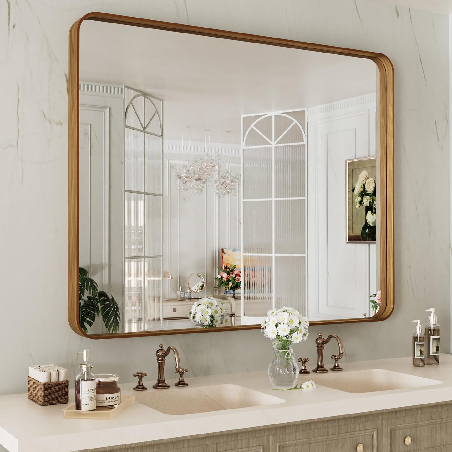 LOAAO 22X30 Inch Black Bathroom Mirror Metal Framed