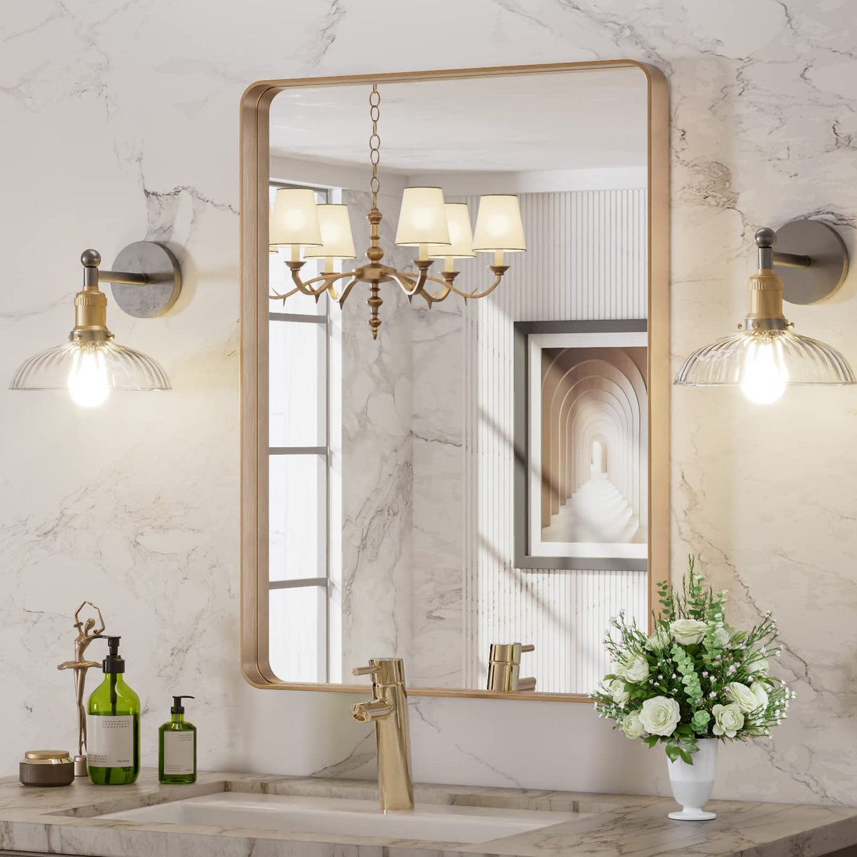 LOAAO 22X30 Inch Black Bathroom Mirror Metal Framed