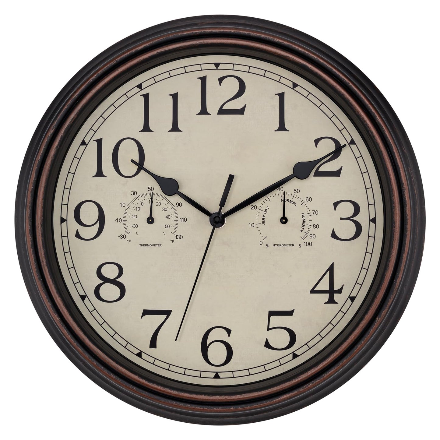 Foxtop Retro Silent Non-Ticking Round Classic Clock Quartz Decorative Battery Operated Wall Clock for Living Room Kitchen Home Office 12 Inch (Bronze)
