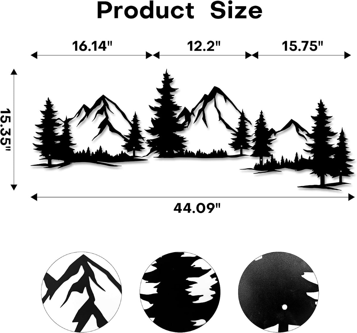 Xedatric Mountain Forest Metal Wall Art 15x44 Inch Nature Landscape Decor