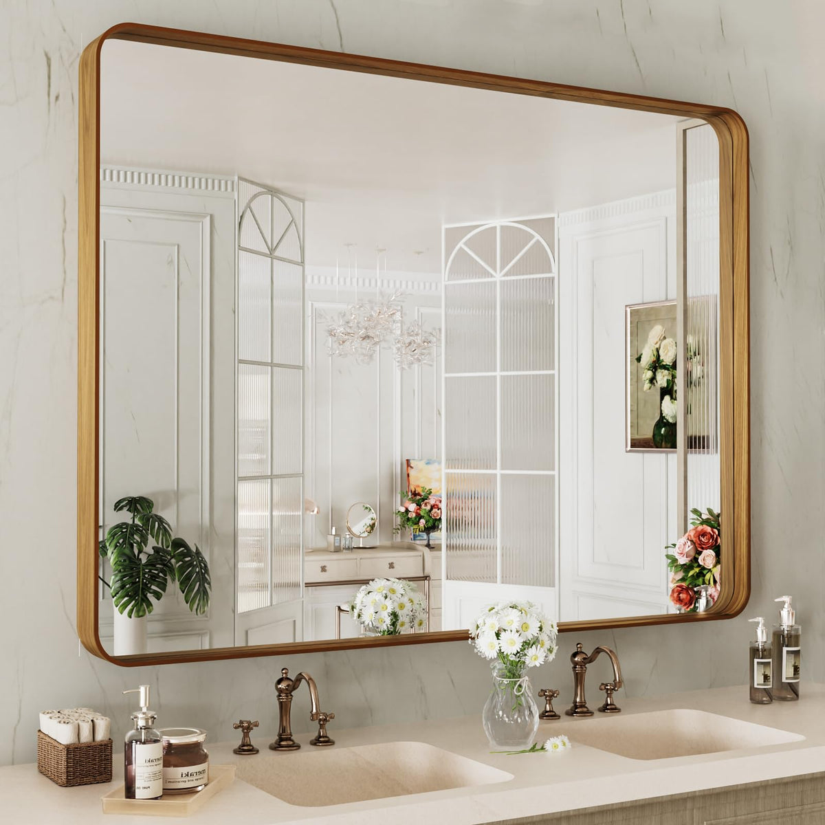 LOAAO 22X30 Inch Black Bathroom Mirror Metal Framed