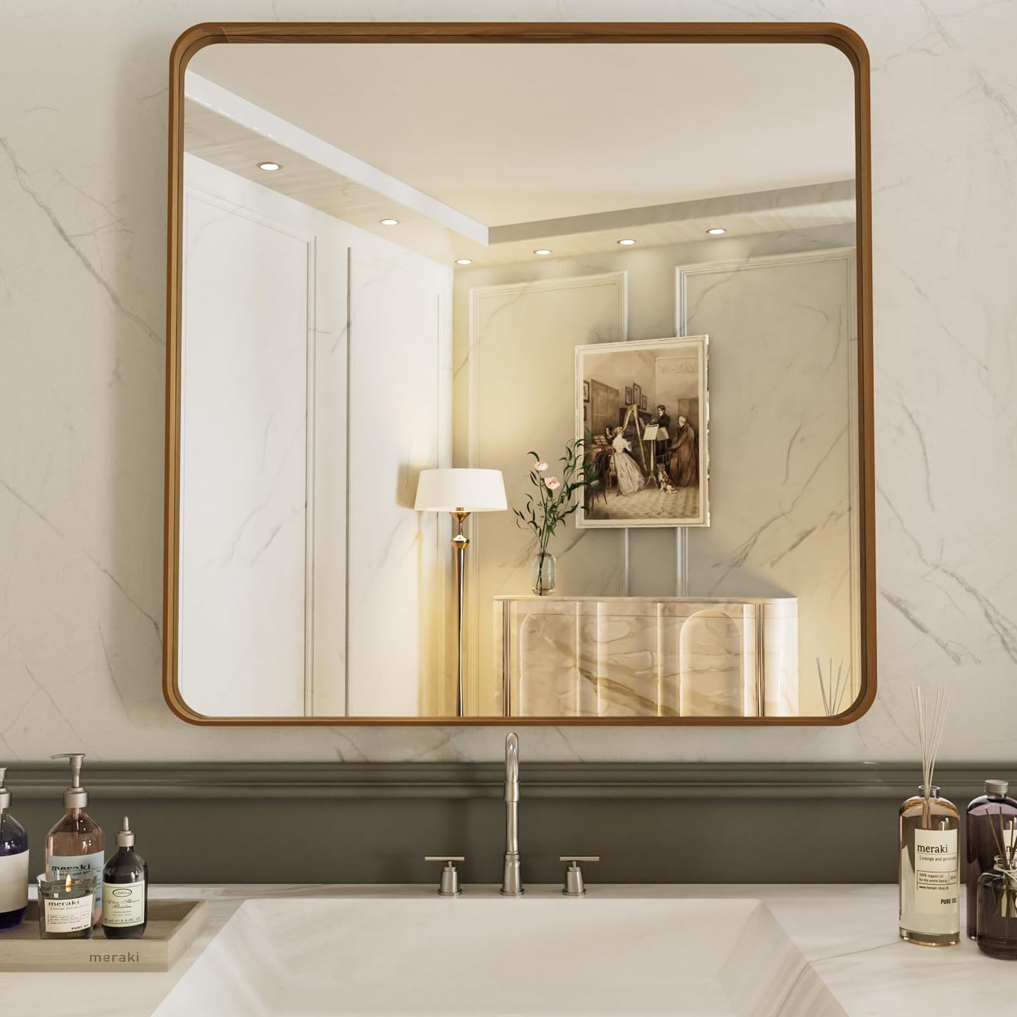 LOAAO 22X30 Inch Black Bathroom Mirror Metal Framed