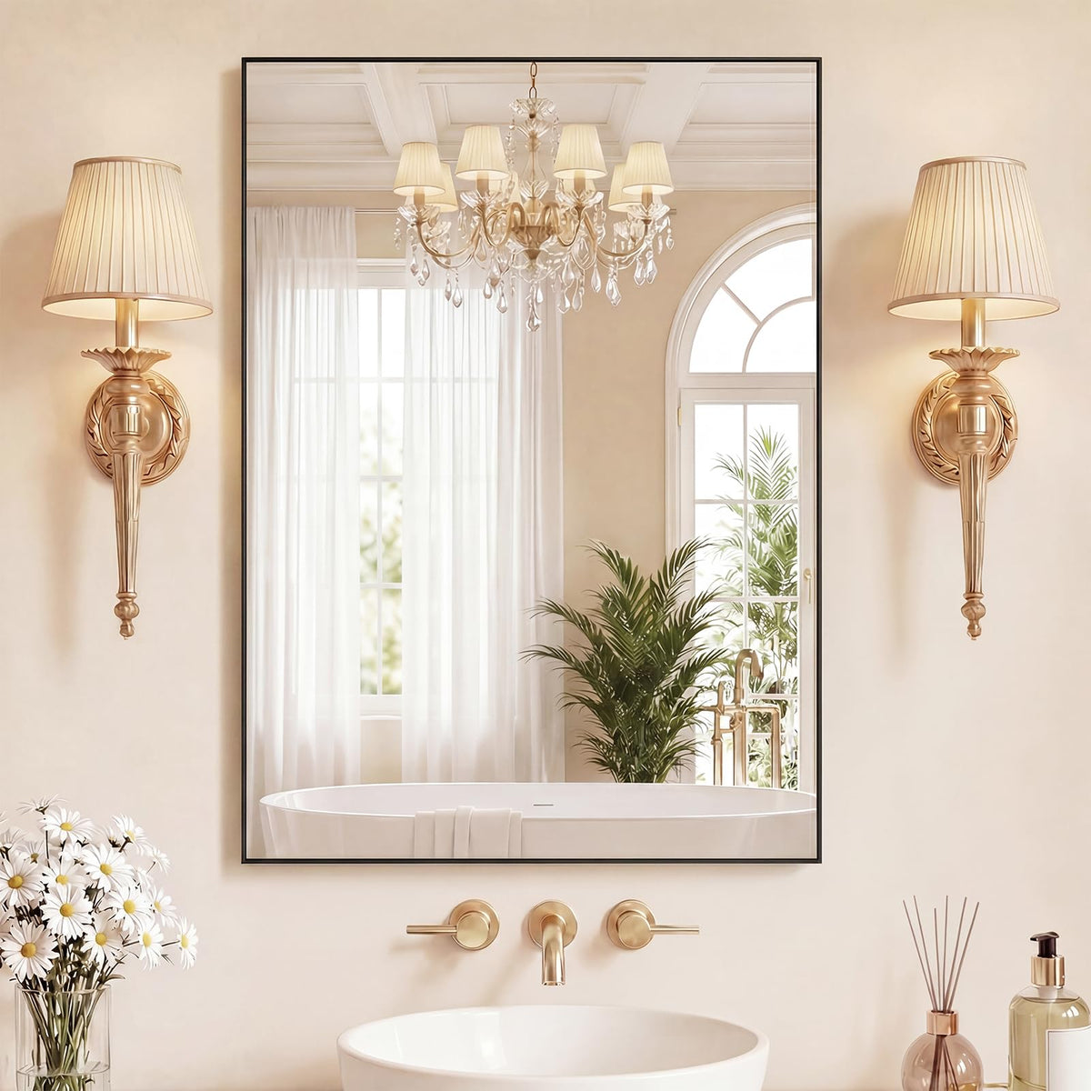 Sweetcrispy 20"x30" Arched Gold Bathroom Mirrors for Wall