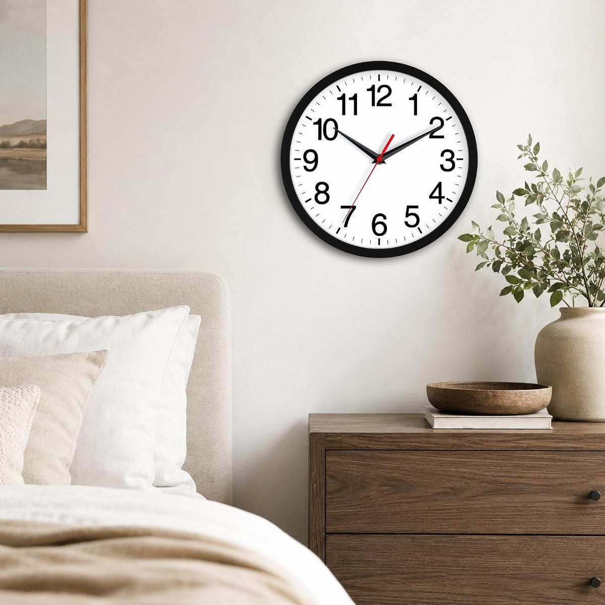 Rohioue Wall Clock Analog 10 Inch Black Battery Operated Silent Clock