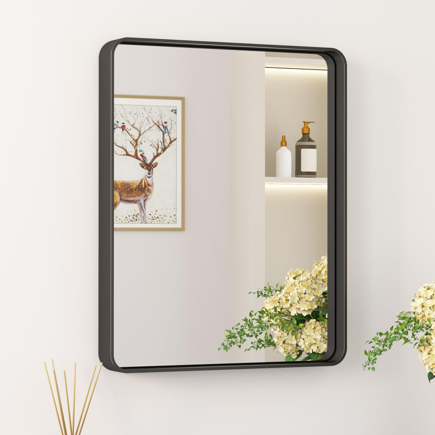 Keonjinn 20 x 30 Inch Brushed Nickel Bathroom Mirrors for Over Sink