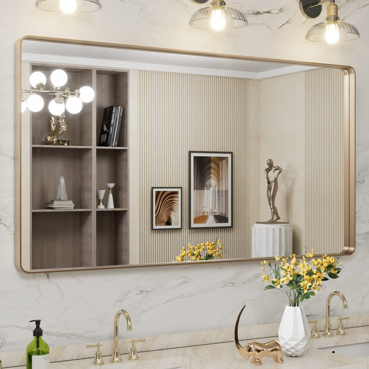 LOAAO 22X30 Inch Black Bathroom Mirror Metal Framed
