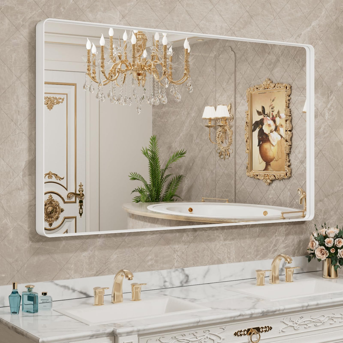 LOAAO 22X30 Inch Black Bathroom Mirror Metal Framed