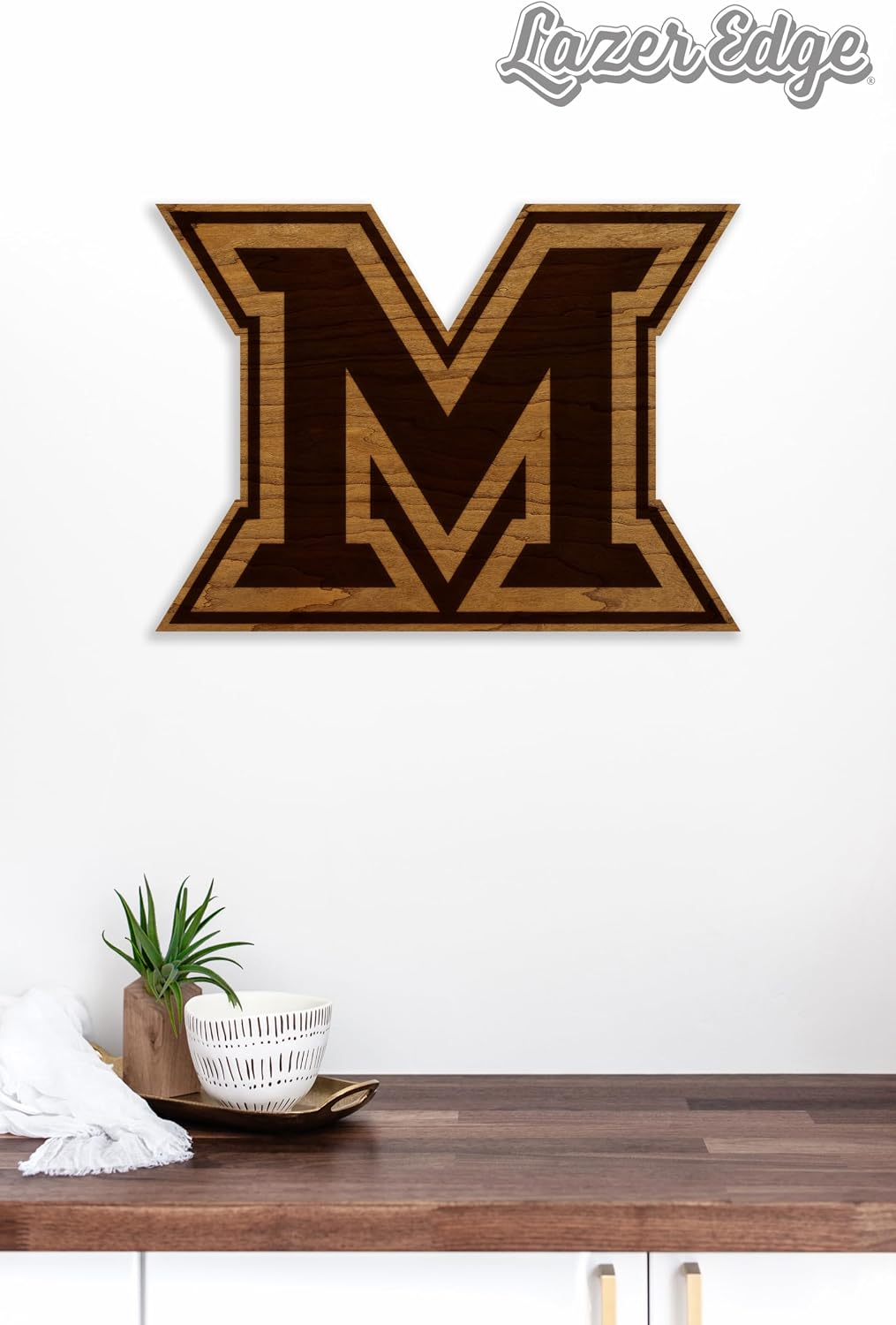 LazerEdge Miami Redhawks Wooden Wall Art – Officially Licensed College Decor – Laser-Etched Hanging Sign – Cherry Wood