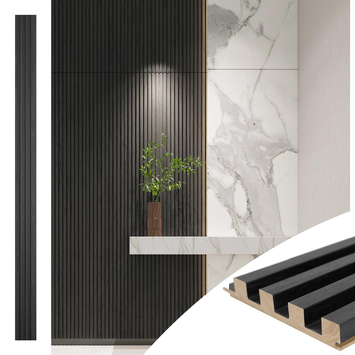 Art3d 108 x 5.7 Inch Slat Solid Wood Wall Paneling for Interior Decor, Oak