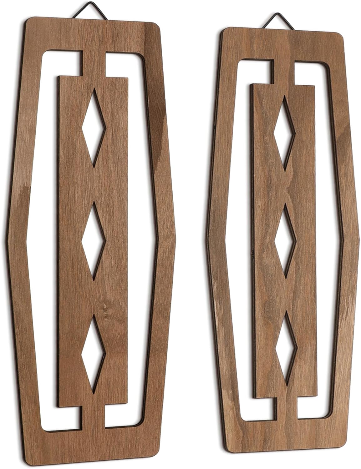 CroBlissful 2 Pcs Modern Mid Century Wall Art Wood Mid Century Elegance Decor Accents Abstract Wall Sculpture Geometric Panels for Interior Panel Art for Home Living Room(Dark Brown)