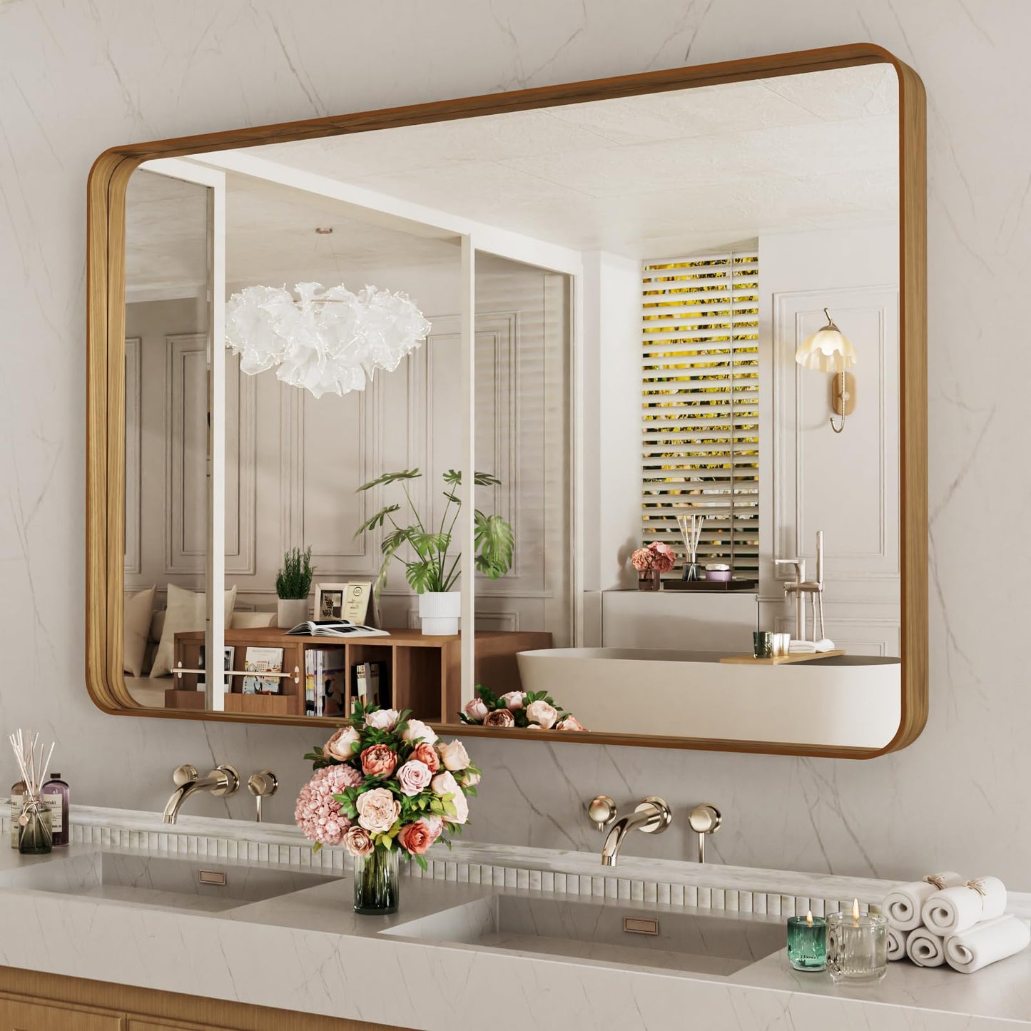 LOAAO 22X30 Inch Black Bathroom Mirror Metal Framed