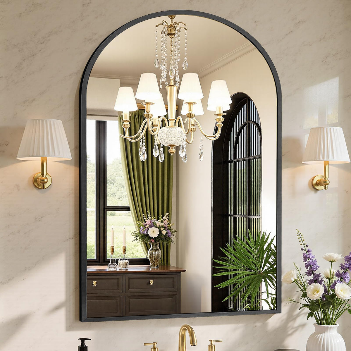 Sweetcrispy 20"x30" Arched Gold Bathroom Mirrors for Wall
