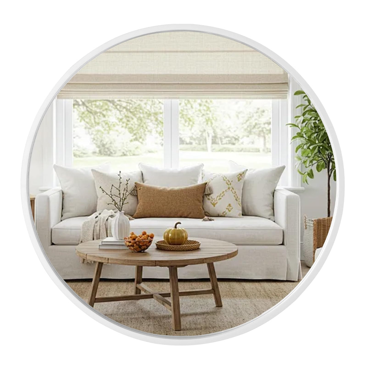 WallBeyond Round Wood Mirror 24 inch Circle Wall Mirror for Bathroom Round Wall Mirror for Wall Decor, Vanity, Entryway Living Room (Natural)