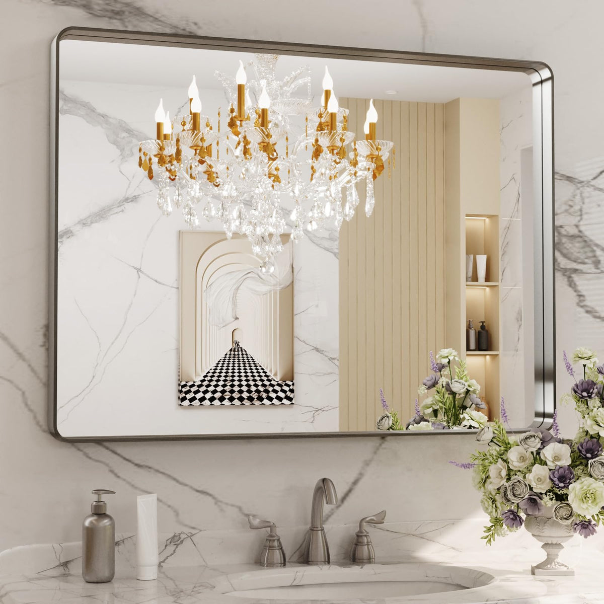 LOAAO 22X30 Inch Black Bathroom Mirror Metal Framed