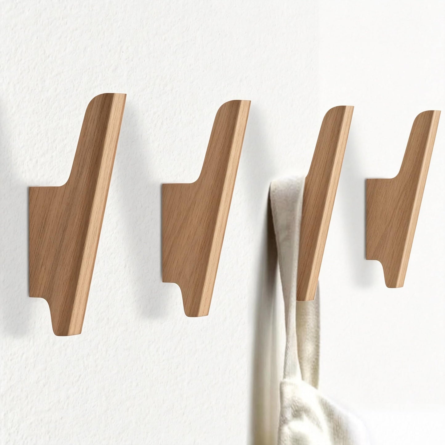 Wood Wall Hooks 4 Pack Coat Hooks Wall Mount, Towel Hooks for Bathrooms