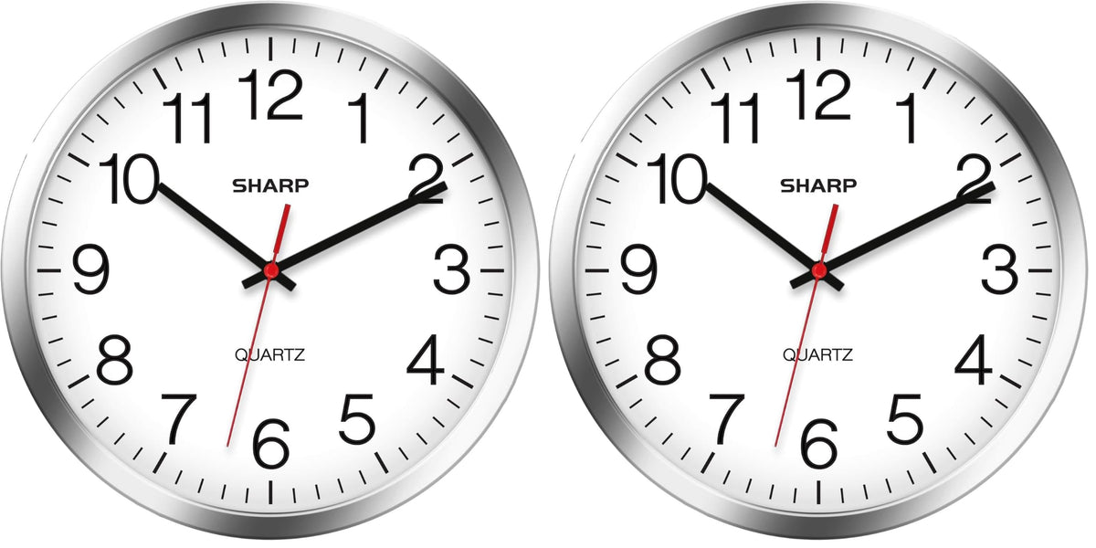 Sharp 14-Inch Battery Wall Clock, Silent Non-Ticking, Easy-Read, Black