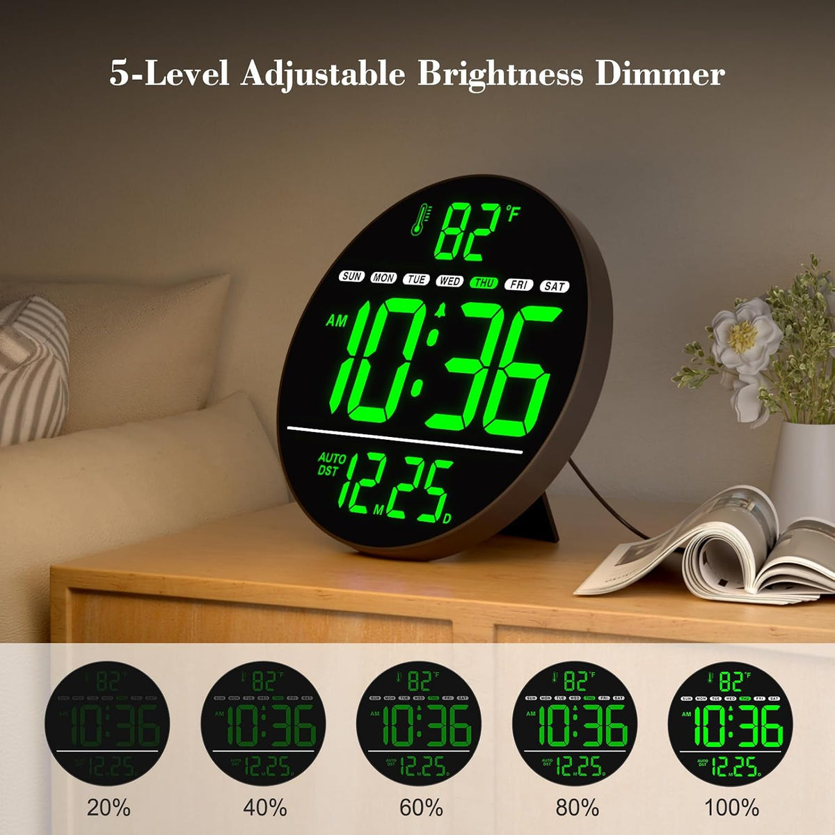 WallarGe Electric Large Digital Wall Clock with LED Display