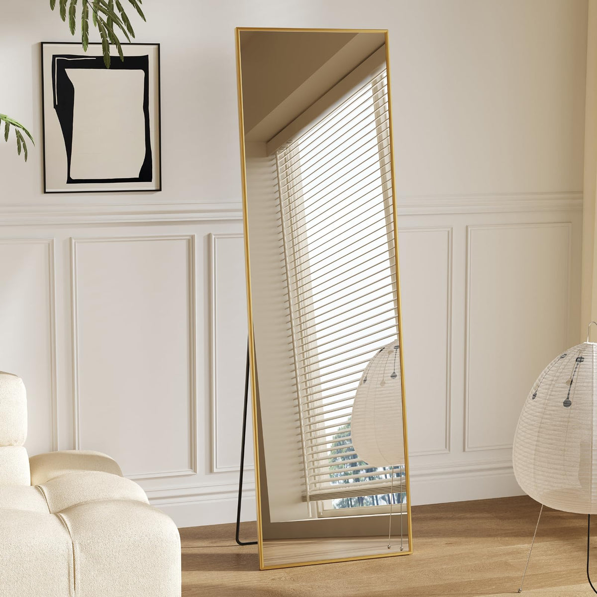 Mirror Full Length, Upgraded 16"x59" Body Wall Mirrors with Shatter-Proof Glass, Floor Standing, Hanging or Leaning, Tall Mirror with Stand Aluminum Alloy Frame for Bedroom Cloakroom